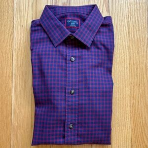 UNTUCKit Men’s Long Sleeve Dress Shirt Cotton Slim Fit Large Blue Red Plaid
